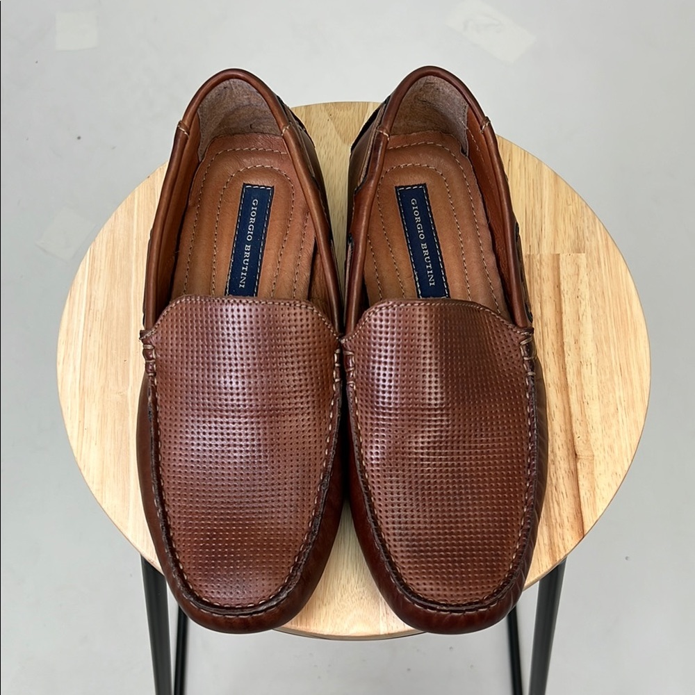 Giorgio Brutini Men's Brown Classic Leather Slip-On Loafers Dress Shoes Size 9